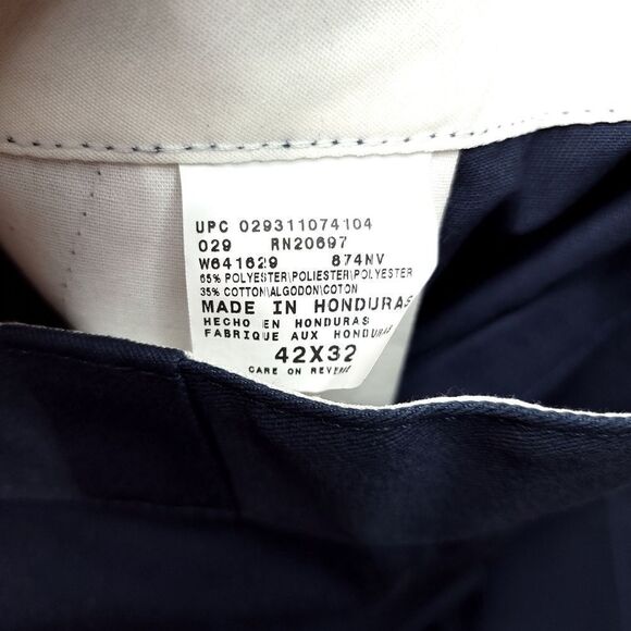 Vintage NWT Dickies 874 Twill Work Pants 42x32 Blue Stain Release 14" Rise - Picture 3 of 7